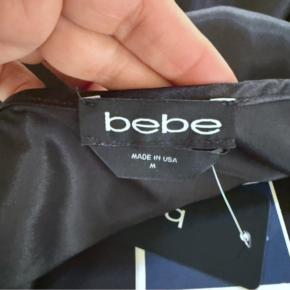 Bebe Slip Dress Size M NWT Satin Black Cowl Neck Lightweight Minimalist Midi NWT - Picture 7 of 9